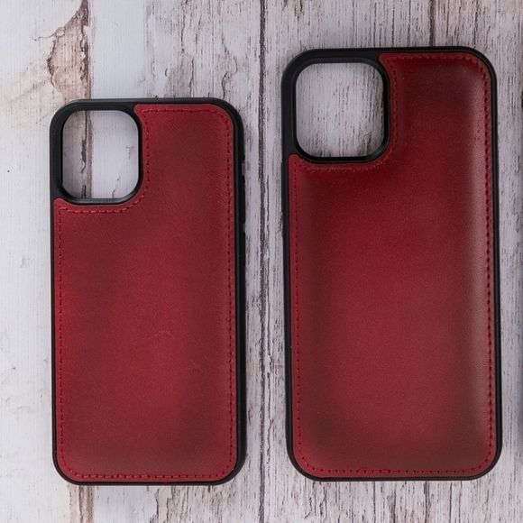 iPhone 12/Mini Premium Leather Wallet Case Red - Picture 7 of 12